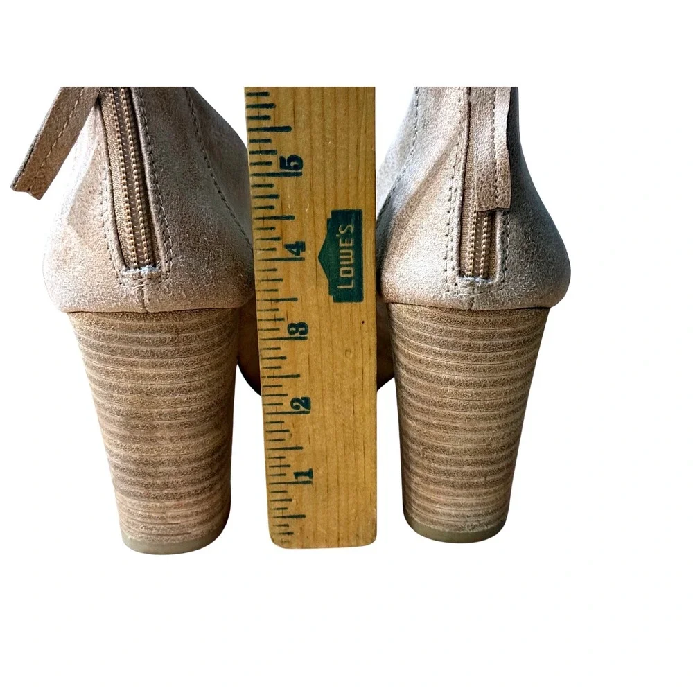 Very G Open Toe Faux Leather Stacked Block Heel‎ Ankle Booties women's Size 10